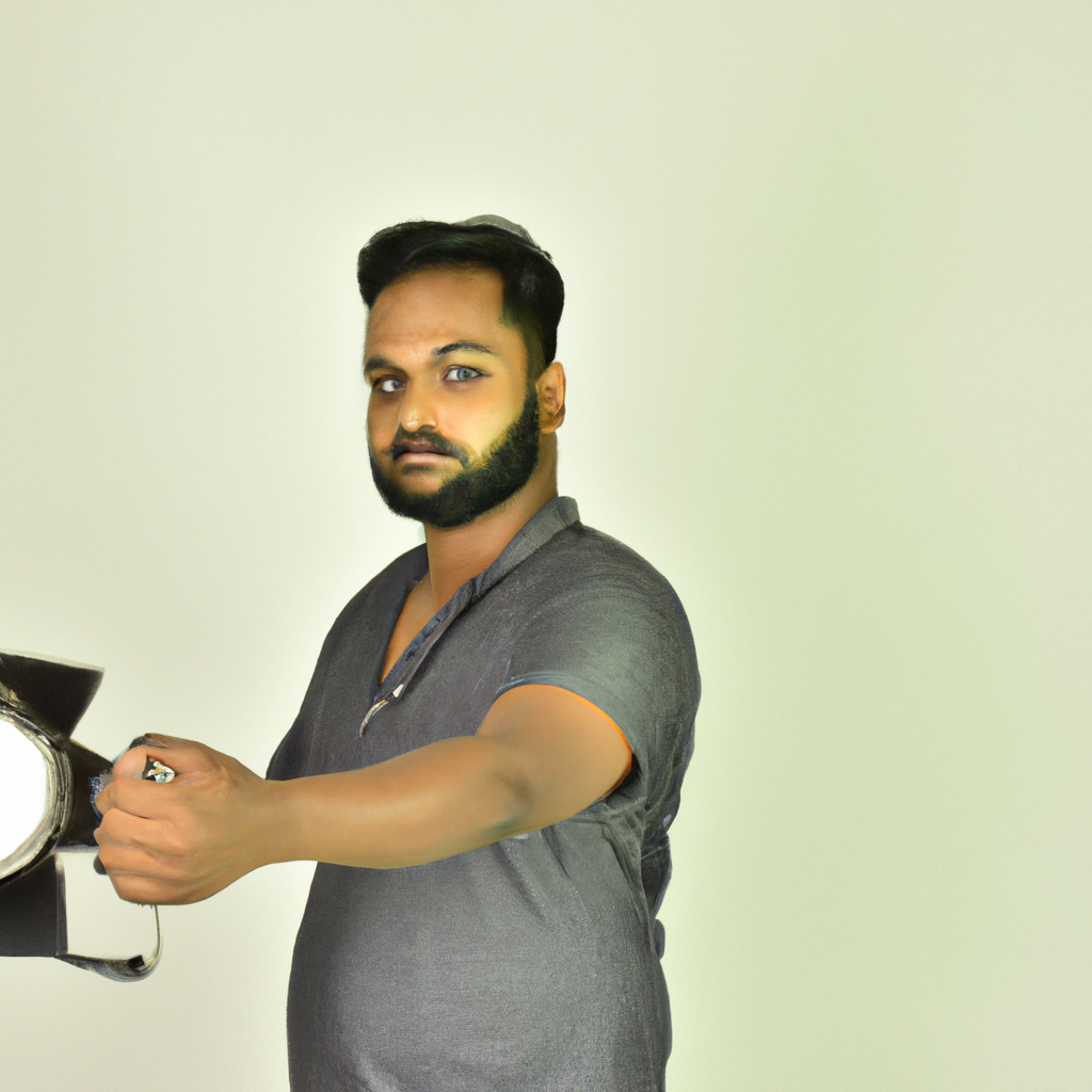 レフ板を持つアシスタントのポートレート。ソフトな光